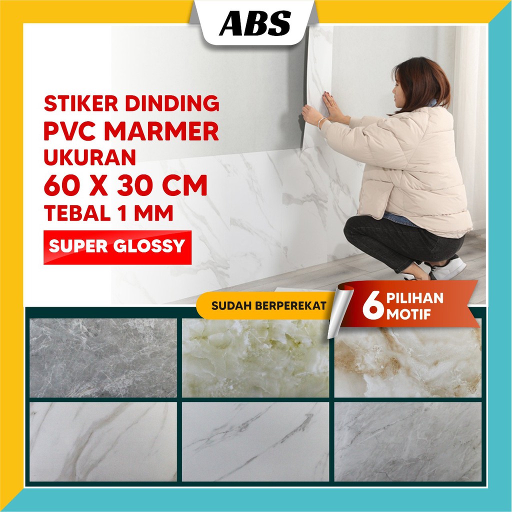 Abs Wallpaper Walpaper Marble Premium Motif Marmer Granit Uk 60 X30cm Dengan Lem Perekat Shopee Indonesia