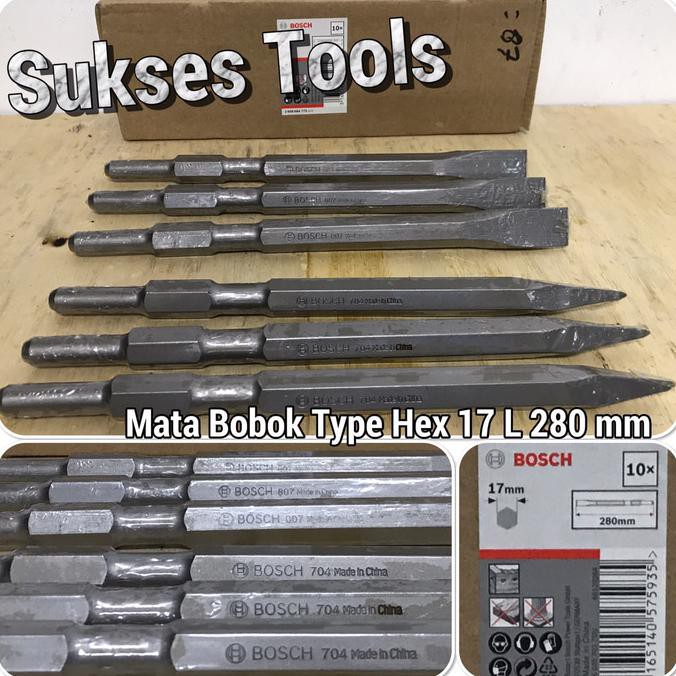 Mata Pahat Bosch Hex 17 Flat Point Chiesel Mata Bor Bobok Beton Tembok - lancip