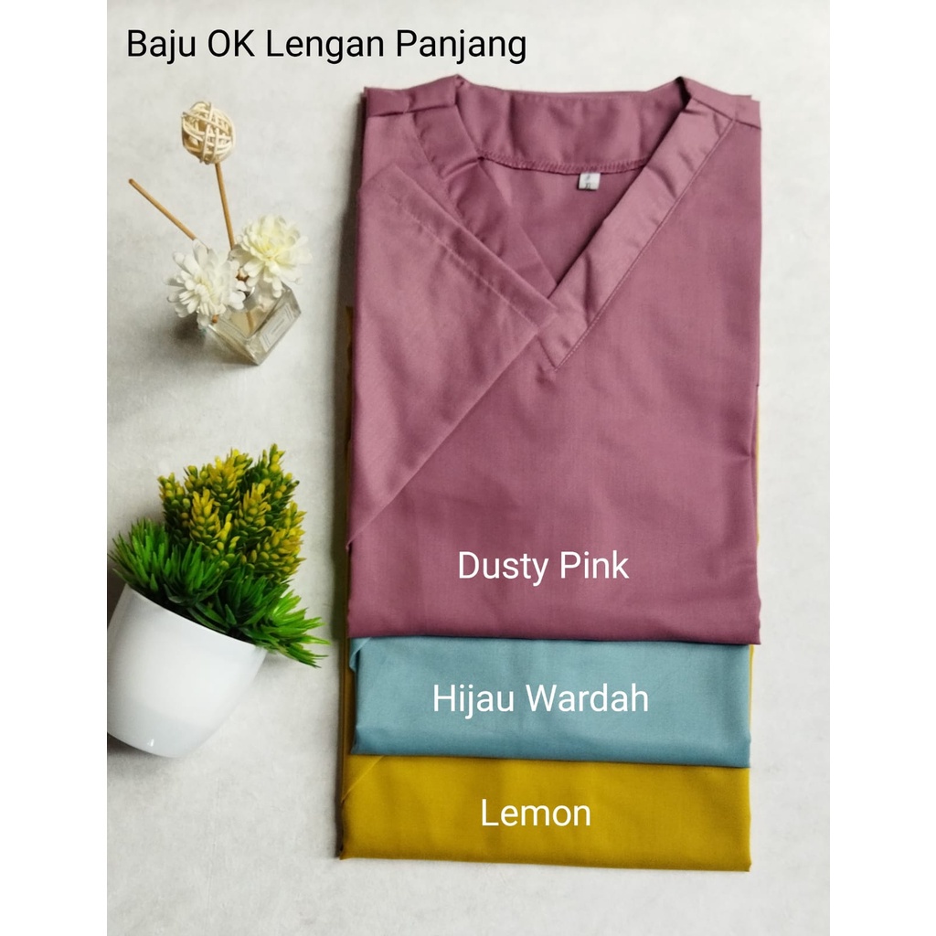 Baju Ok Oka Dokter Perawat Petugas medis Lengan Panjang POLOS Toyobo Original  FREE BORDIR Nama 1 baris PART 3