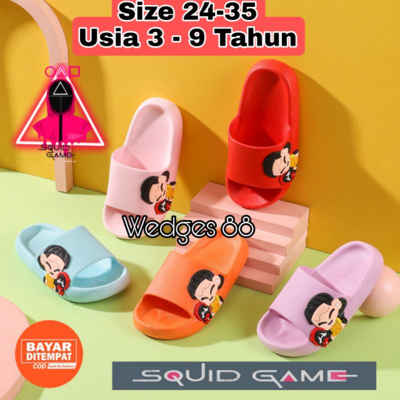 Sandal Squid Game Korea Cewek Jelly Import Anak Perempuan Original Balance 8619 Selop Karet EVA Kara