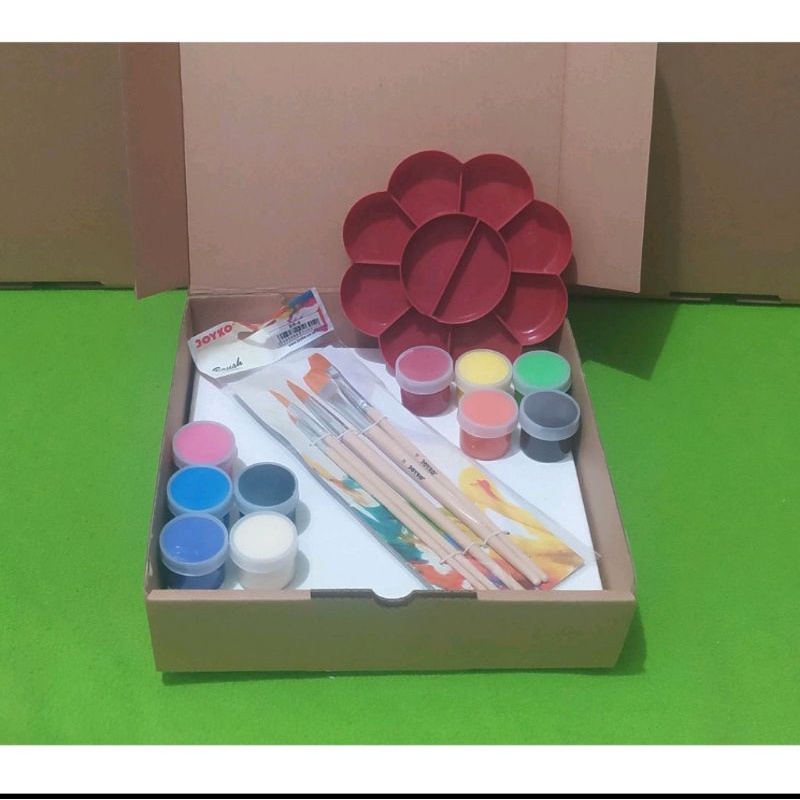

Paket Lengkap Melukis Canvas 10 warna+Box