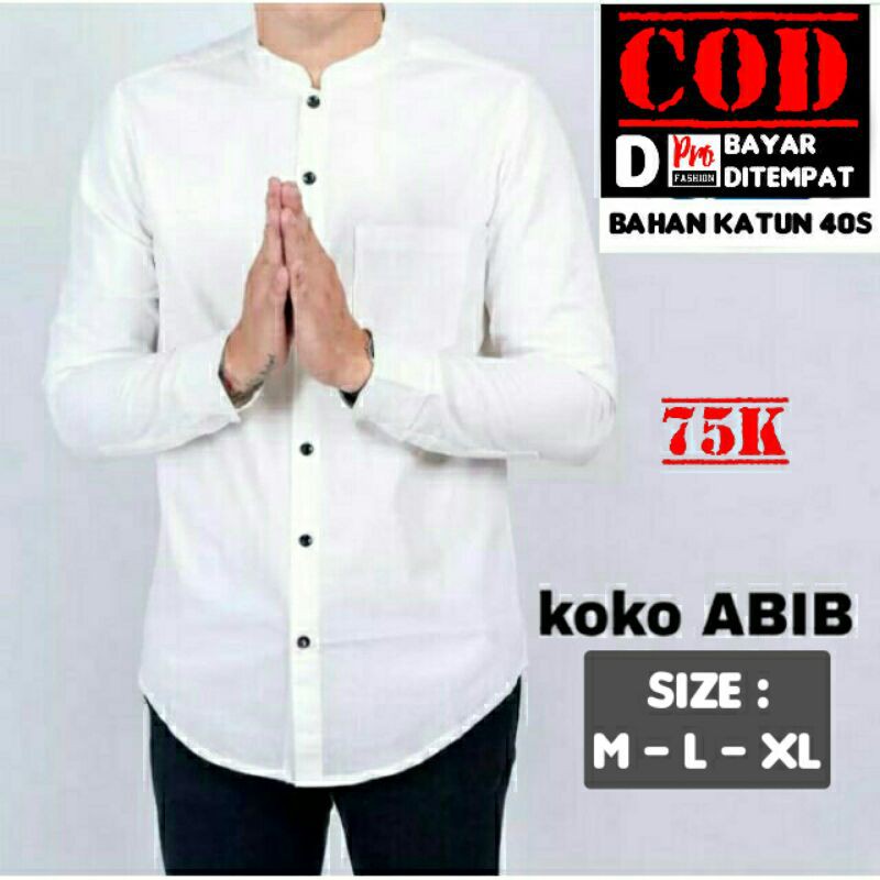kemeja Koko Lengan Panjang Putih Slim fit
