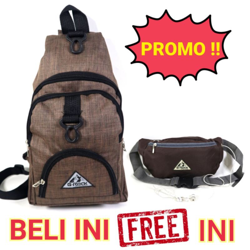Promo Beli 1 Sling Bag FREE 1 Waistbag