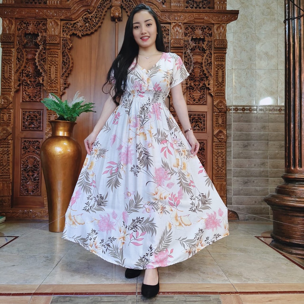 DASTER MOZA PRINT | BALI LONGDRESS-MOZA LOTUS CREAM