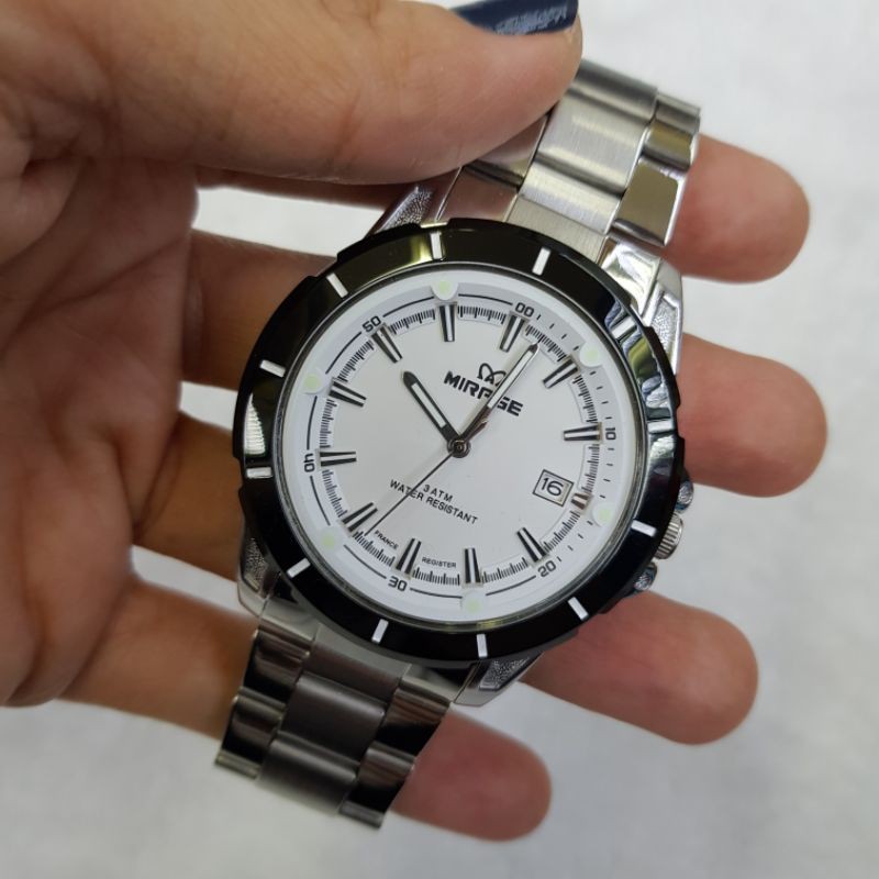 JAM TANGAN PRIA ORIGINAL MIRAGE DARI JAPAN GARANSI 1 TAHUN DIAMETER 4,2 CM MESIN BATERAI ANTI AIR