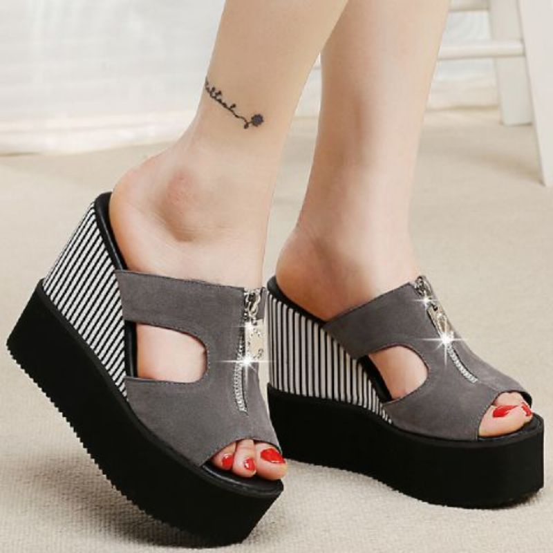 ABBUSHOES Dh 158 sendal wedges sendal sleting 12cm
