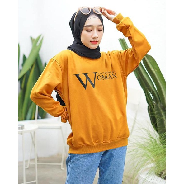 Kaos Lengan Panjang WOMAN / Kaos Sweatshirt / Atasan Wanita / Atasan Wanita Lengan Panjang