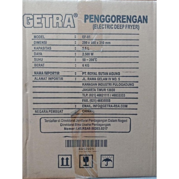 Getra Gea electric deep fryer penggorengan listrik EF 81 ef81