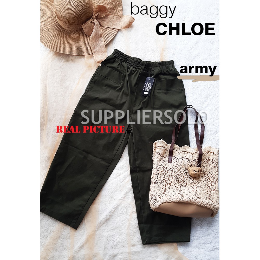 CELANA BAGGY CHLOE TWILL PREMIUM WANITA KOREA (TEBAL DAN MELAR) SIZE XL dan JUMBO XXL dan SUPER JUMBO XXXL muat 100KG