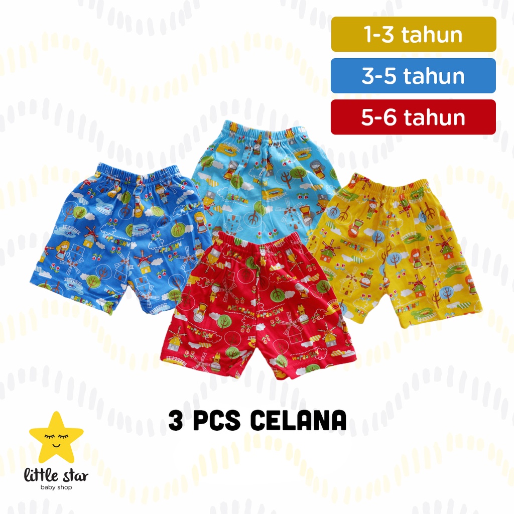 ISI 3 PCS - Y Lin Celana Pendek Anak Unisex | Celana Rumah Anak Cewek Cowok