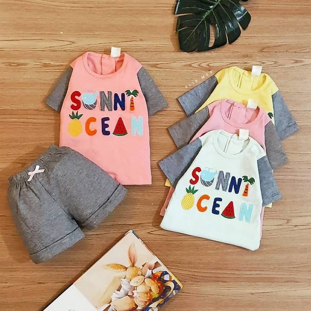 Klik Mds Setelan Baju Anak Bayi Perempuan Sunny Ocean 1 Ukuran Usia 0-6 Bulan