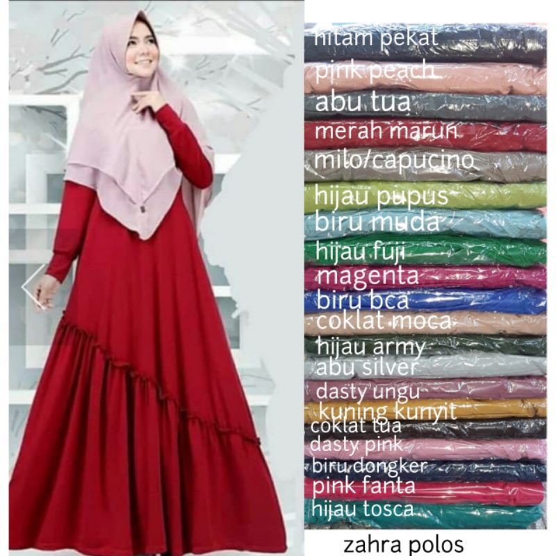 Gamis jersey rempel miring