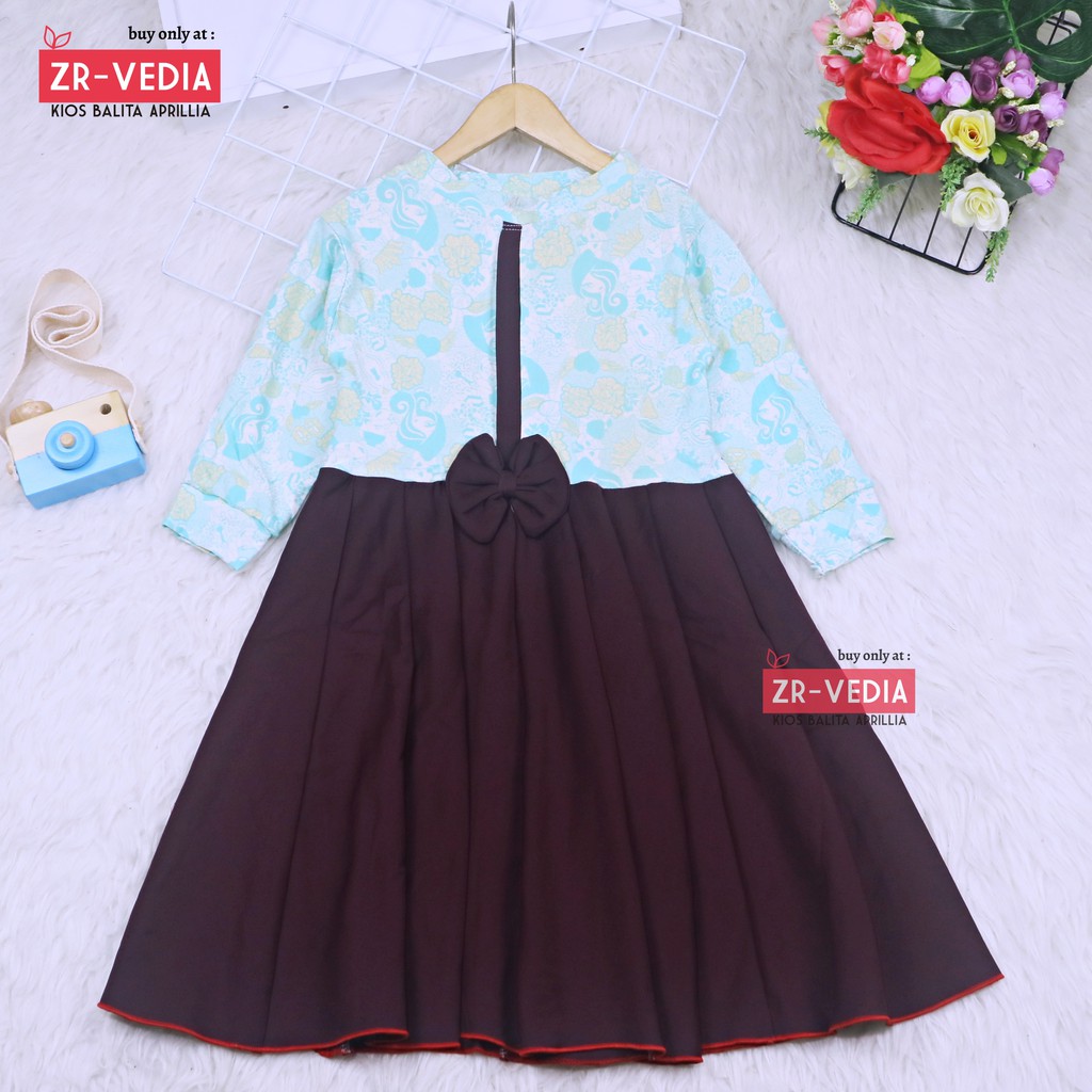 Dress Valencia 7-8 Tahun / Dres Anak Lengan Panjang Baju Anak Perempuan Murah Fashion Kids Cewek