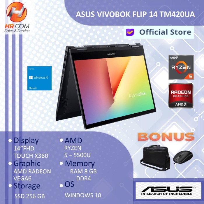 KMI LGI PROMO MURAH                Laptop 2-in-1 Hrga Terbaru ASUS VIVOBOOK FLIP TM420UA TOUCH RYZEN