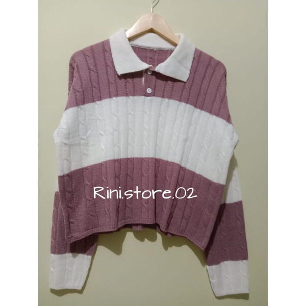 Danira Crop Blouse Rajut / Sweater / Atasan Wanita Korea