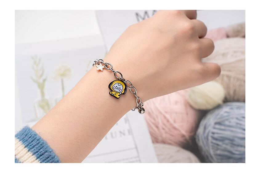 KPOP BTS BT21 Baby Series Bracelet Cartoon Bell Color Bracelet Fans Support Gift