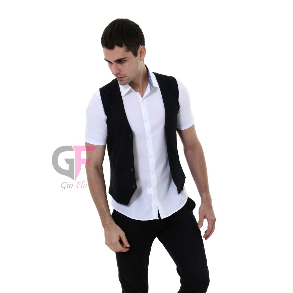 GIOFLO Rompi Waistcoat Luaran Kemeja Formal Pria Hitam / ROM 487