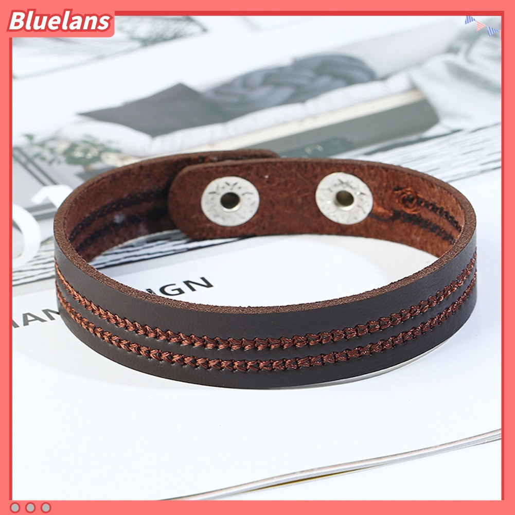 Bluelans Vintage Men Women Embroidery Faux Leather Bracelet Wrist Bangle Jewelry Gifts