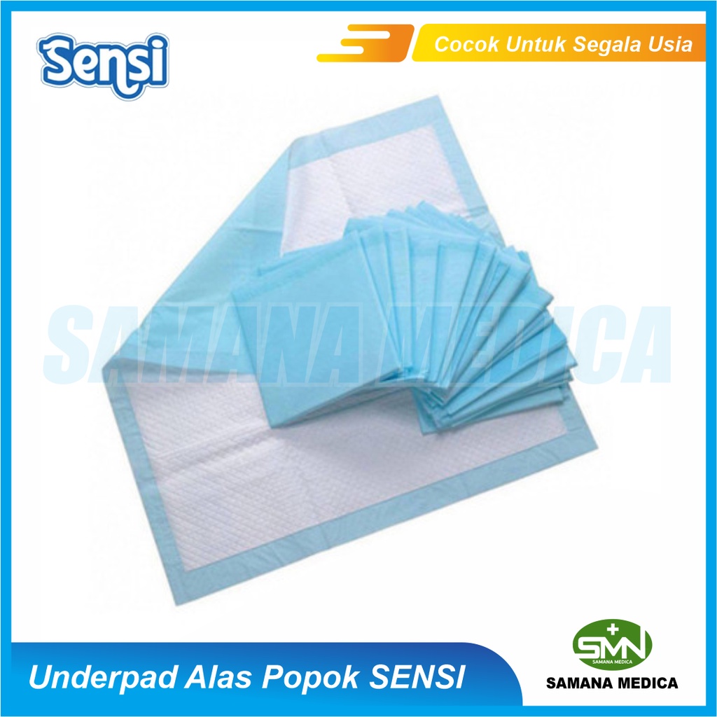 Underpad Sensi Sensipad L 60x90 Alas Perlak dengan gel pengering SAP Kualitas Super 1 bag isi 10