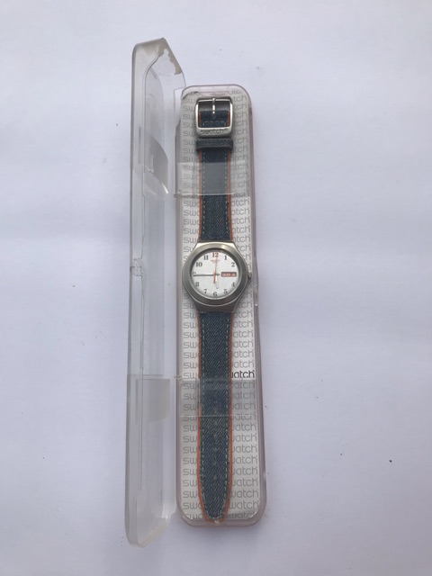 Jam tangan Swatch Irony denim preloved VGC