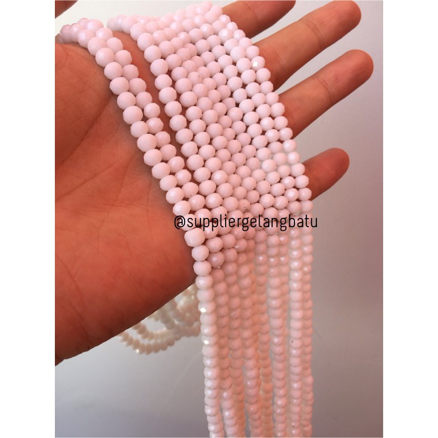 Crystal Ceko Doff 6mm PUTIH SUSU alat bahan beading prakarya kerajinan aksesoris fashion wanita