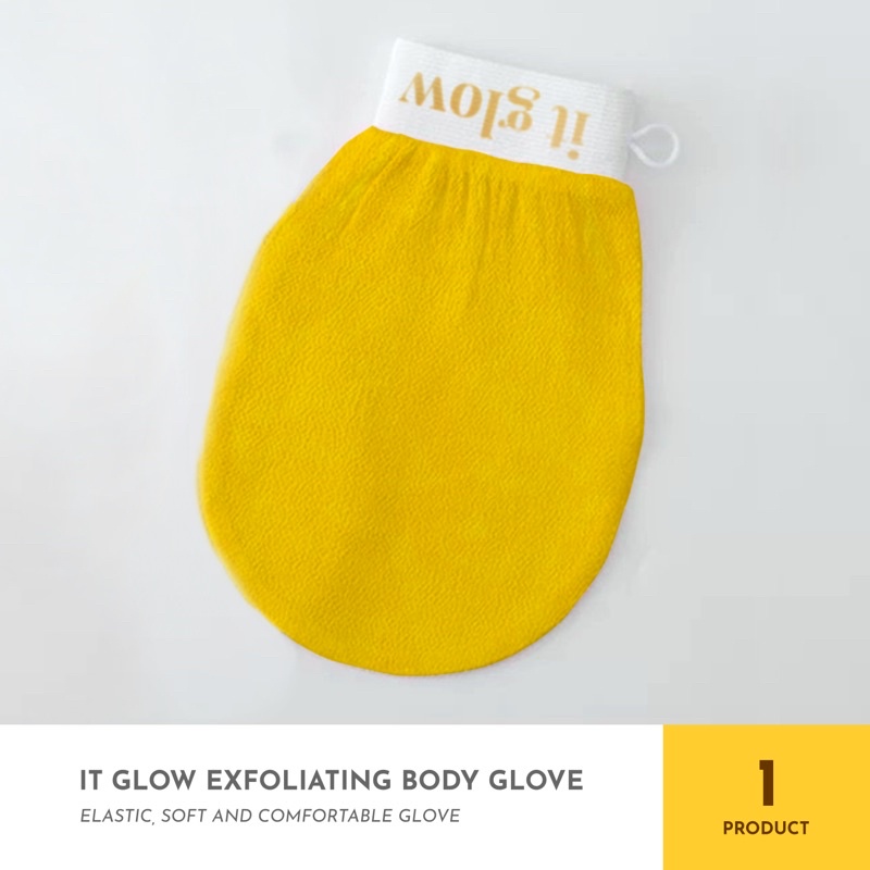 ITGLOW - Exfoliating Body Bath Glove - SUNSHINE YELLOW | Scrub / Sarung Mandi Exfoliation / Scrubber / Exfoliator Pembersih Daki