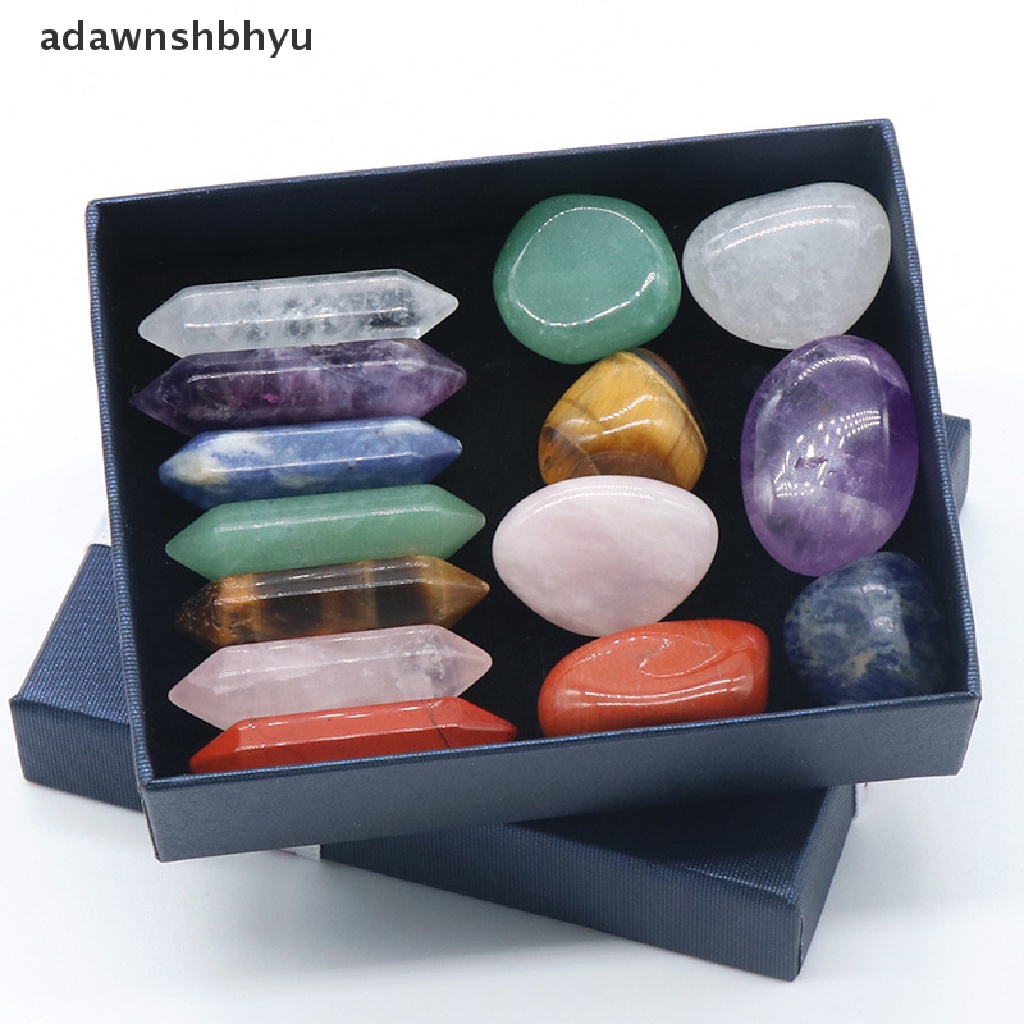 Adawnshbhyu 14pcs Seven Chakra Energy Healing Stone Natural Crystal Gemstone Ornaments Hadiah