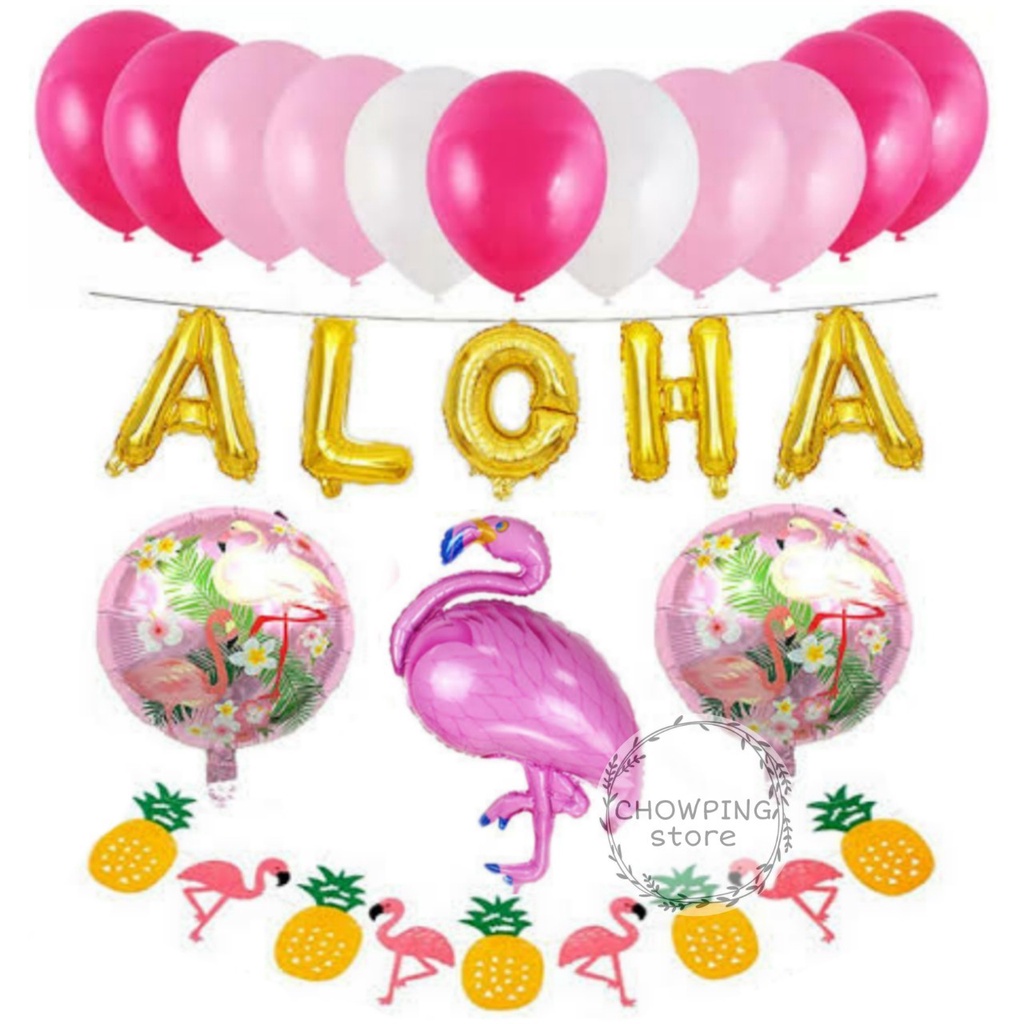 Paket Dekorasi Hiasan Balon Ulang Tahun / Happy Birthday Flamingo 02