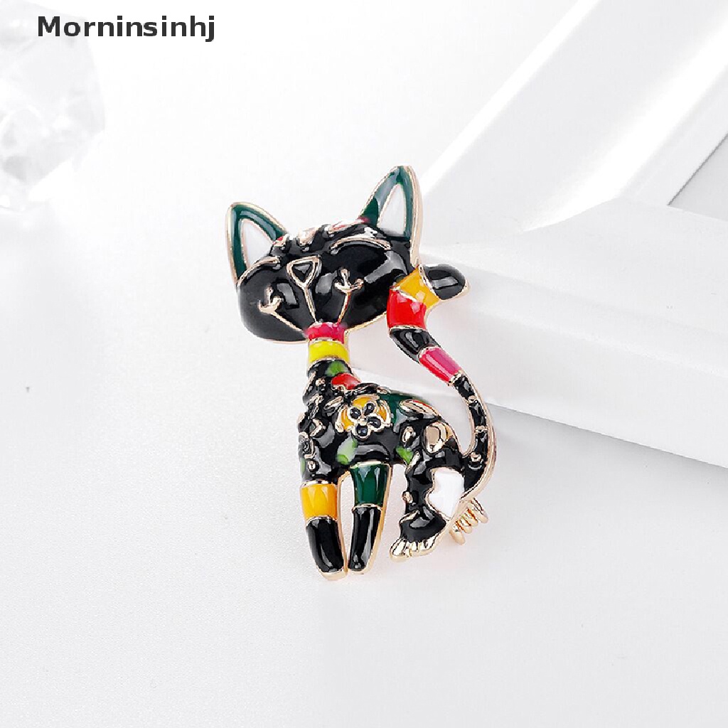 Pin Bros Enamel Bentuk Kucing Bunga Warna-Warni Gaya China