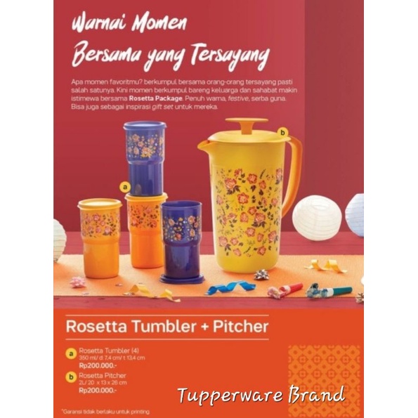 Tupperware Rosetta Pitcher & Tumbler Set // Water Jug Kettle Teko Plus Pengaduk Mixer