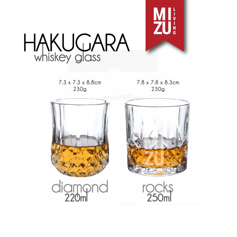 MIZU HAKUGARA Whiskey Glass Gelas Kaca Whisky On The Rocks Gelas Air Minum