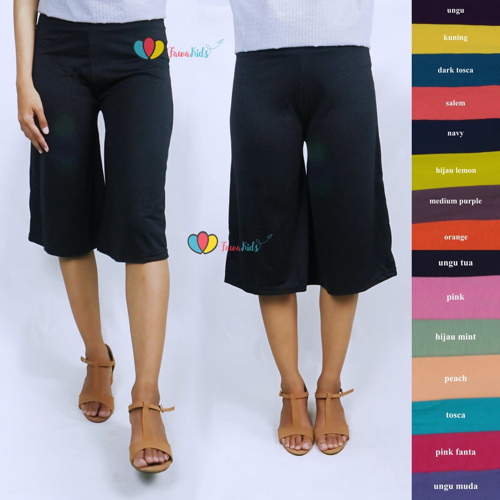 Kulot Pendek Wanita fit to M / Cullotes Pants Celana Polos Kulot Panjang 7per8 Bawahan Harian Adem