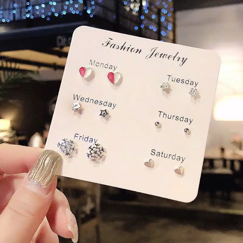 Sepasng Anting Wanita Tusuk Isi 6 Pasang Akesoris Cewek Terbaru-2