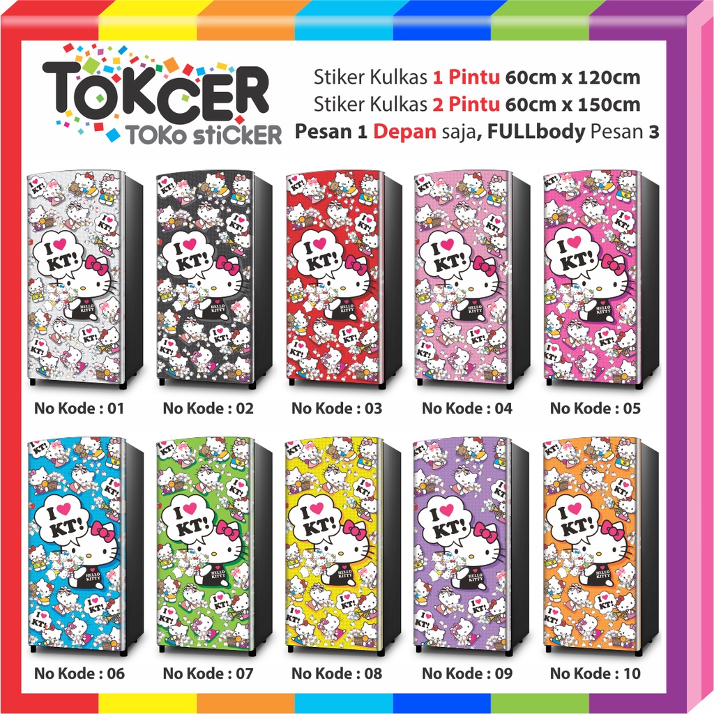 Stiker Kulkas 1 Pintu dan 2 Pintu HELLO KITTY
