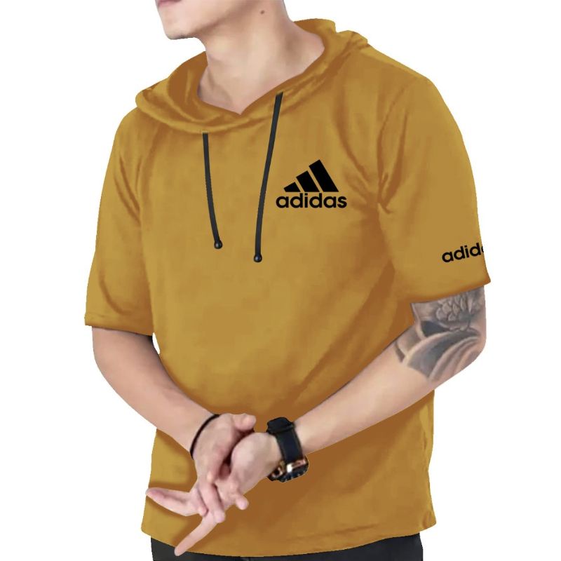 sweater hoodie/jumper hoodie lengan pendek logo bordir