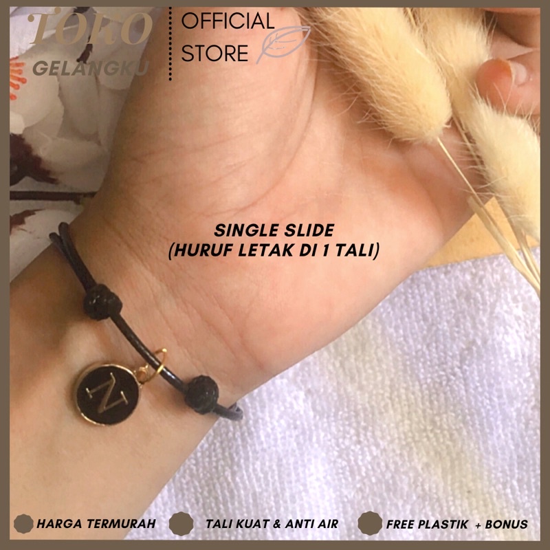 [TERMURAH] (A-Z) GELANG EPOXY HITAM ( BELI 10 FREE 1 GELANG POLOS ) / Gelang Tali Huruf Inisial Pria Wanita / Gelang Couple Sahabat Pacar / Bracelet initial Abjad di