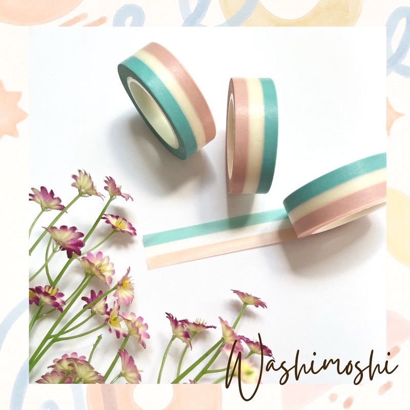 

Washimoshi Masking Washi Tape 3 Pastel colors (10 meter)