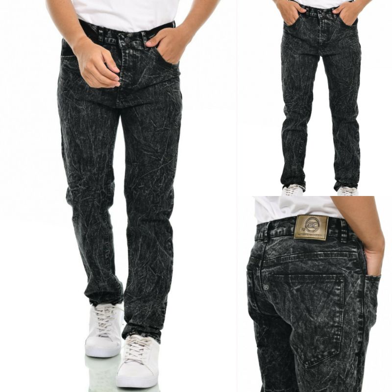 Celana Jeans Snow Black Cowok/Pria Reguler Tebal Berkualitas Premium Quality!