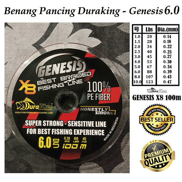 Benang / Senar Pancing Duraking Genesis PE 6