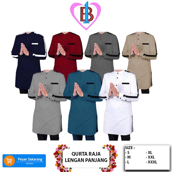 QURTA RAJA Baju Pria Muslim Katun poplin B1-Love 59303-61198-63199-65248-67128-69119 (S,M,L,XL,XXL,XXXL)