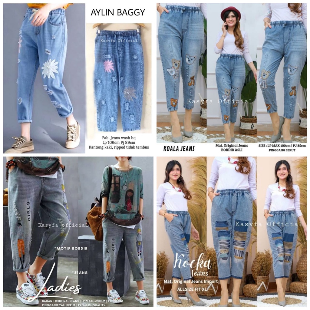 CELANA BAGGY JEANS BORDIR KOREAN