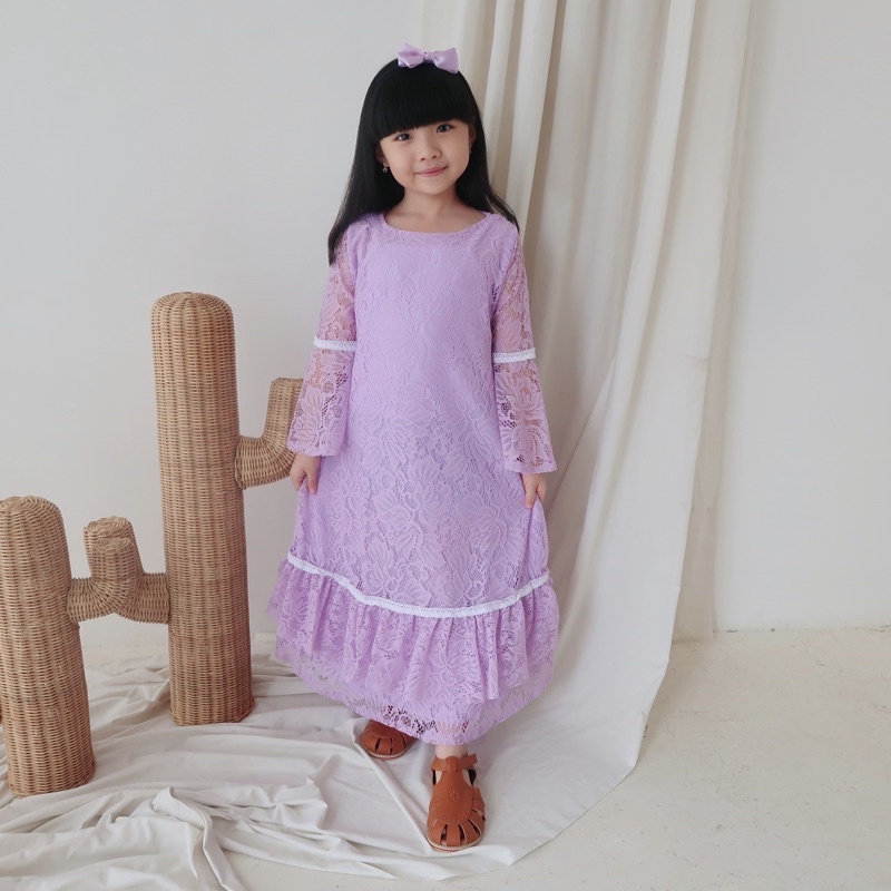 Gamis anak brukat renda