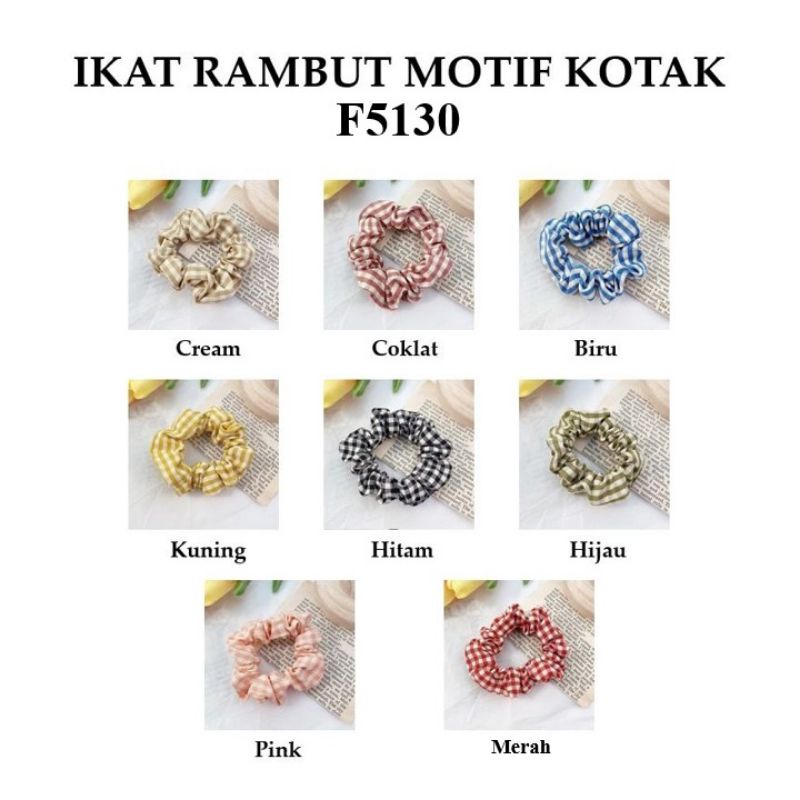 Scrunchie Korea Motif Kotak Kotak / Petak