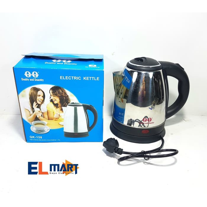 QQ electric kettle QK 158/teko ceret listrik 1,5L stainless murah QQ158 kettle listrik