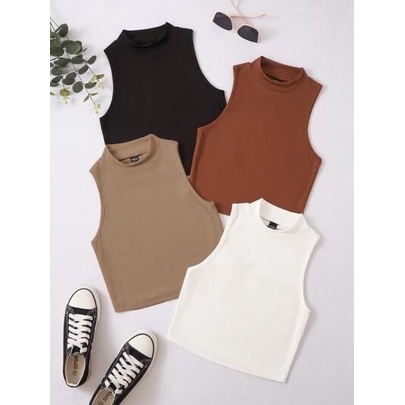 riche - Tank Top Wanita/ iner turtleneck korean catton  ribbed / manset krop  / atasan tanpa lengan/ lekmong