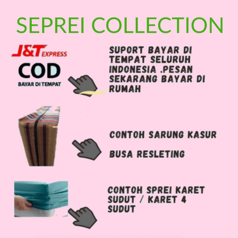 SEPREI SPREI  KARET SUDUT &amp; SPREI SEPREI RESLETING SARUNG KASUR BUSA SINGLE ( 90*200*20 / 15 )