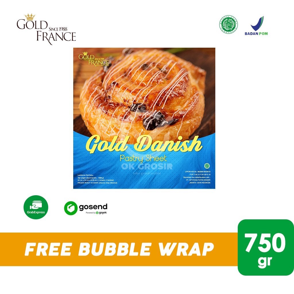 GOLD France DANISH Pastry Sheet (750 gr) KHUSUS INSTANT