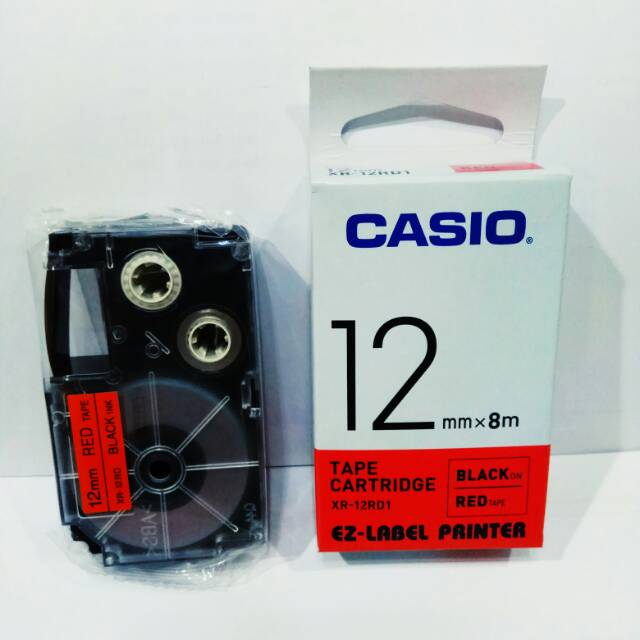 

Original Casio ez-label printer tape cartridge 12mm 12 mm black on red Tape xr-12rd1