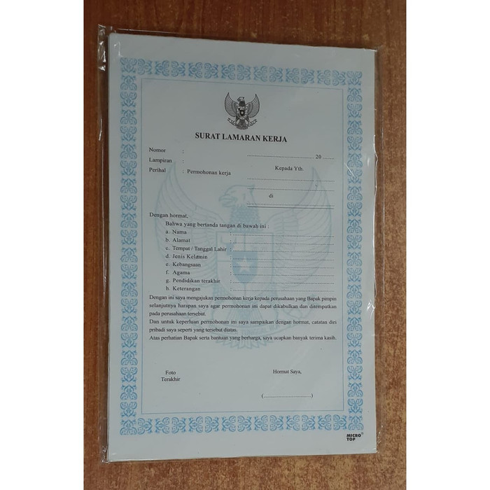 

SURAT BLANKO LAMARAN KERJA ISI 100 LEMBAR | ALAT TULIS