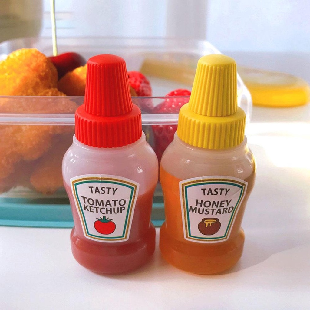 2pcs / set Botol Dispenser Madu / Saus Tomat / Kecap / Salad / Dressing Mini Portable 25ML Gaya Jepang